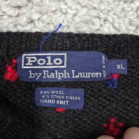 Vintage Polo Ralph Lauren Sweater Mens XL Reindeer Snowflake Hand Knit Wool READ - Picture 7 of 13